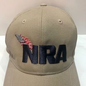 NRA National Rifle Association Embroidered Tan Adjustable Support Troops Hat Cap